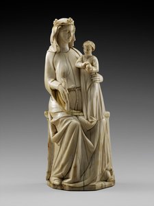 Enthroned Madonna and Child, ca. 1350-1375 (elfenben med spor af polychromy) af Italian School