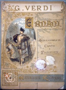 Ernani af Verdi, cover til nodemusikken for sang og klaver, sd 1800-tallet af Italian School