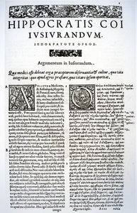 Uddrag af den hippokratiske ed på latin og græsk, 1588 af Italian School