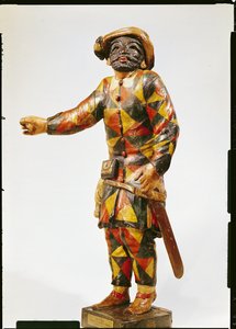 Harlekinfigur fra Seraphin Theatre (polykromt træ)
