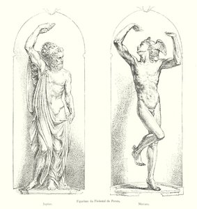 Figurer af Pedestal du Perseus, Jupiter, Merkur (gravering) af Italian School
