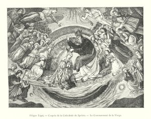 Filippo Lippi, Dome af Spoleto-katedralen, Jomfruens kroning (gravering) af Italian School