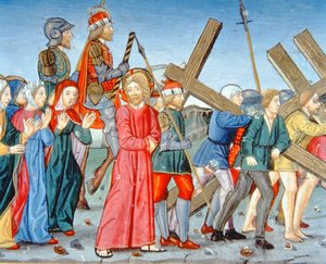Fol.116v Kristus føres til Golgata (vellum) af Italian School