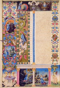 Fol.5v Genesis. Skabelsen af universet, fra Borso d