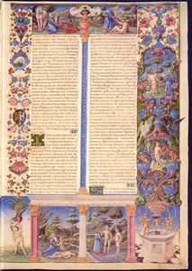 Fol.6r Genesis. Skabelsen af Adam og Eva, fra Borso d