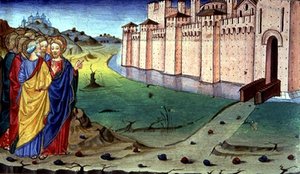 Fol.87v Kristus går til Galilæa (vellum) af Italian School