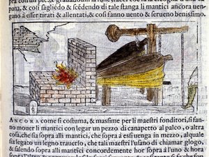 Forge - i "Pirotechnia"" af Biringuccio af Italian School