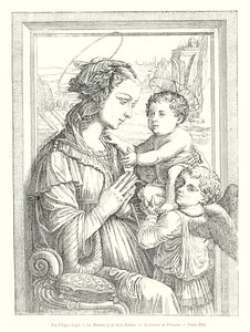 Fra Filippo Lippi, Madonnaen og det guddommelige barn, Firenzes samling, Palazzo Pitti (gravering) af Italian School