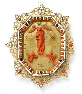 Ramme, der forestiller Jomfruen Immaculate, Trapani, midten af 1600-tallet (forgyldt kobber, emalje og koral) af Italian School