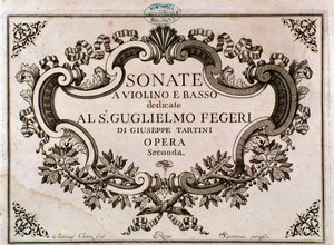 Frontispice af musikpartitur til Sonater af Giuseppe Tartini (litho) af Italian School