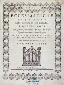 Frontispiece of musical score of Concerto 5 in “” Canzoni alla francese ”” by Adriano Banchieridani af Italian School
