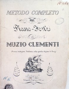 Frontispice af lærebogen, Complete Method for the Piano af Muzio Clementi af Italian School