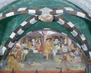 Frugt- og grøntsagsmarked, ca. 1500 (fresko) af Italian School