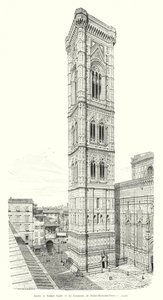 Giotto og Taddeo Gaddi, Campanile of Sainte-Marie-des-Fleurs (gravering) af Italian School