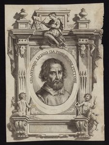 Giovanni Antonio de Sacchis, også kendt som Il Pordenone og Giovanni Antonio Licinio. Gravering af Giorgio Vasari af Italian School