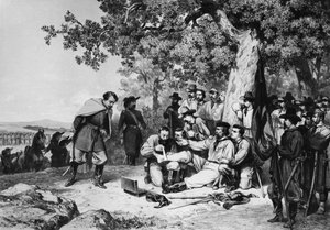Giuseppe Garibaldi (1807-82) såret ved slaget ved Aspromonte i 1862 af Italian School