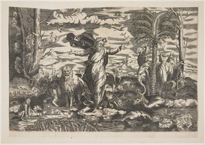 Gud skaber dyrene, ca. 1550 af Italian School
