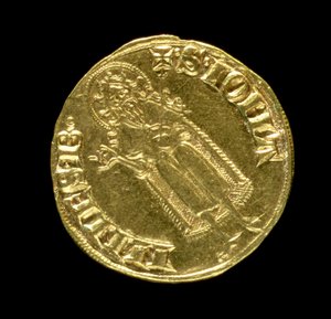 Guldflorin (bagside) forestillende St. Johannes Døberen, florentinsk, 1252 (for forside se 83495)
