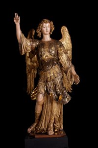 Guardian Angel (træskulptur, maleri og guld af Italian School