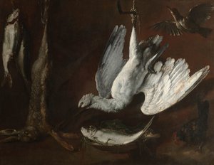 Hare, skestork og fisk, midten af 1600-tallet af Italian School