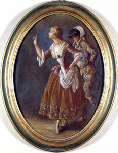Harlekin og Colombine. Anonymt maleri fra begyndelsen af 1800-tallet. Burcardo-museet, Rom. af Italian School