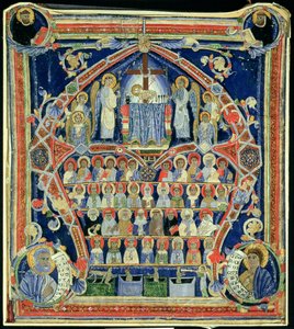 Historik initial A, der forestiller Den sidste dom af Italian School
