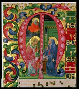 Historikert initial M, der forestiller Bebudelsen af Italian School