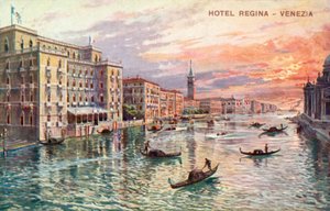 Hotel Regina, Venedig (farvelitografi) af Italian School