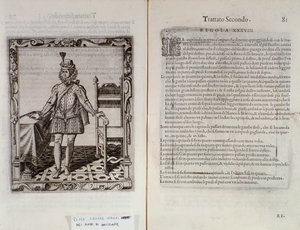 Sådan danser du capriola Dobbeltside af Le Gratie dAmore (Le Grazie dAmore) af den italienske danser Cesare Negri kaldet Il Trombone (1536-1604), traktat om dans af Italian School