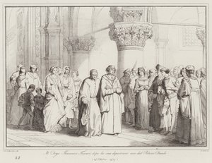 Doge Francesco Foscari forlader dogepaladset efter hans afsættelse af Italian School