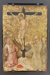 Krucifikset mellem Sankt Hieronymus og Sankt Bernhard af Siena, mester i bebudelsen Jacqemart Andre