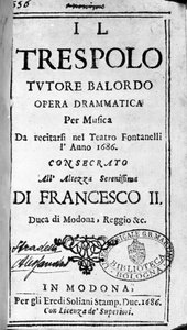 Aborrelæreren tåbelige partitur til operaen af ​​Alessandro Stradella (1644 - 1682) italiensk komponist. Modena 1688. af Italian School