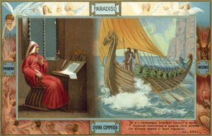 Illustration til Dantes Den guddommelige komedie (farvelitografi) af Italian School