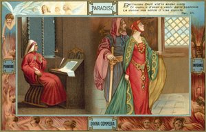 Illustration til Dantes Den guddommelige komedie (farvelitografi) af Italian School