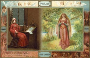 Illustration til Dantes Den guddommelige komedie (farvelitografi) af Italian School