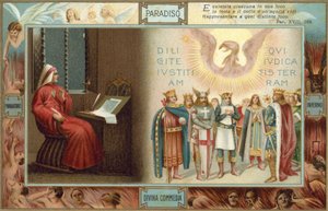 Illustration til Dantes Den guddommelige komedie (farvelitografi) af Italian School