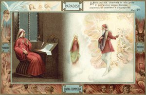 Illustration til Dantes Den guddommelige komedie (farvelitografi) af Italian School