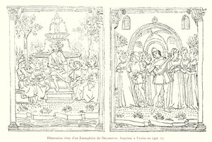 Illustration fra en kopi af Decameron, trykt i Venedig i 1492, I (gravering) af Italian School