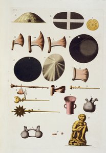 Inkaværktøjer og artefakter, Peru, fra Le Costume Ancien et Moderne, bind II, plade 22, af Jules Ferrario, udgivet ca. 1820