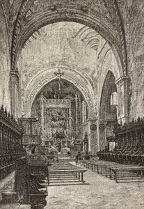Interiør af Chiaravalle kirke, Italien, gravering fra tegning af Quinto Michetti, fra L