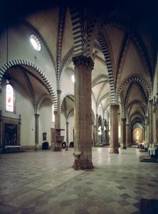 Indvendig udsigt over basilikaen Santa Maria Novella af Italian School