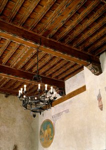 Indvendig udsigt over rådhuset (Palazzo degli Anziani) af Italian School