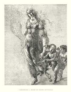 Overflod, tegning af Sandro Botticelli (gravering) af Italian School