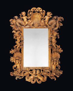 Large North Italian carved pine mirror, early 18th centurydani af Italian School