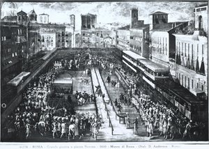 Stor turnering på Piazza Navona, ca. 1610 af Italian School