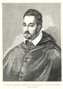 Le Cardinal Ferdinand de Medicis, senere Ferdinand I, Par Scipione di Gaeta, Pitti Collection (gravering) af Italian School