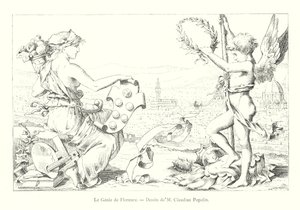 The Genius of Florence, Tegning af M Claudius Popelin (gravering) af Italian School