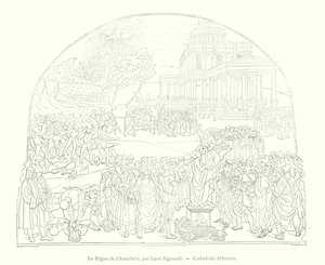 The Kingdom of the Antichrist, af Luca Signorelli, Orvieto Cathedral (gravering) af Italian School