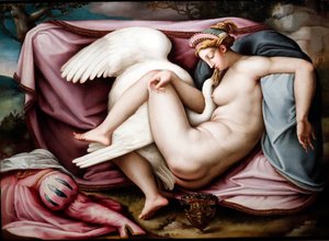 Leda og svanen. Romersk maler 1550. Genova. Italien. af Italian School