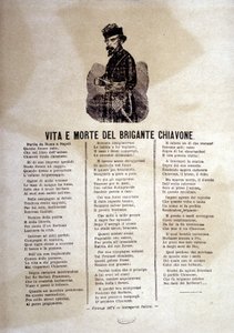 Teksten til en populær sang om røverne fra Chiavone af Italian School